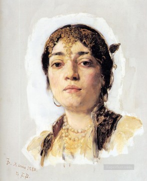 東洋の女性の頭の肖像画 フランク・デュヴェネック Oil Paintings